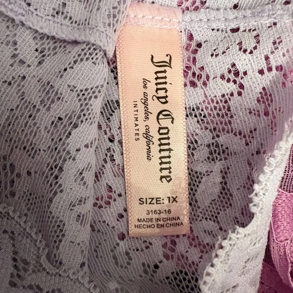 Juicy Couture Lace Thong Panty Coquette Set 3-Pack In Black Pink & Lavender 1X - Picture 3 of 9